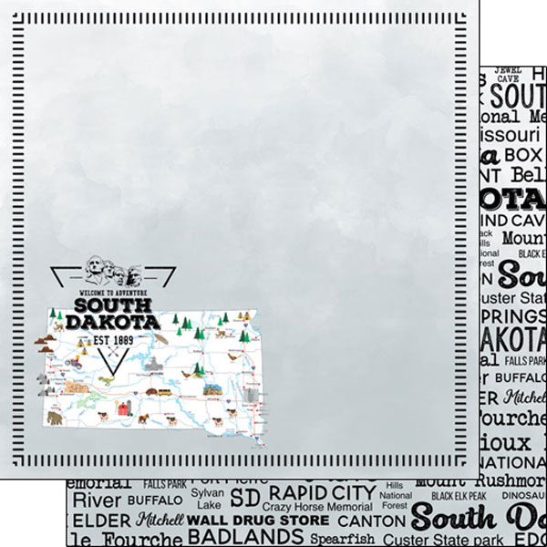 SCRAPBOOK CUSTOMS POSTAGE MAP 12X12 SOUTH DAKOTA