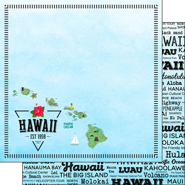 SCRAPBOOK CUSTOMS POSTAGE MAP 12X12 HAWAII