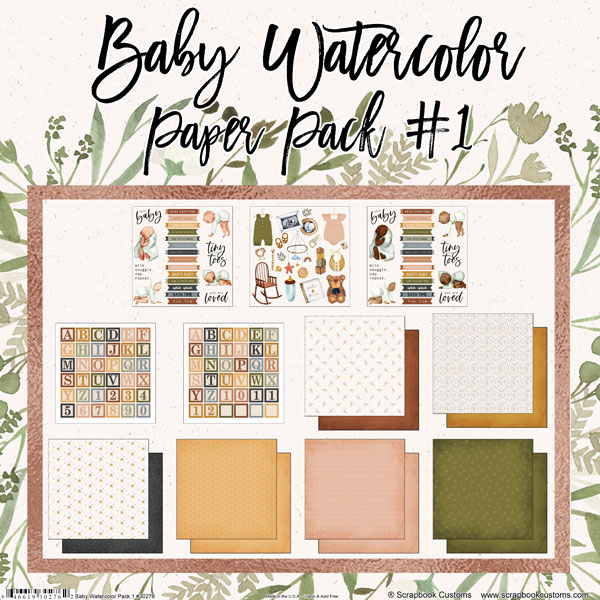 SCRAPBOOK CUSTOMS KIT BABY WATERCOLOR PACK #1