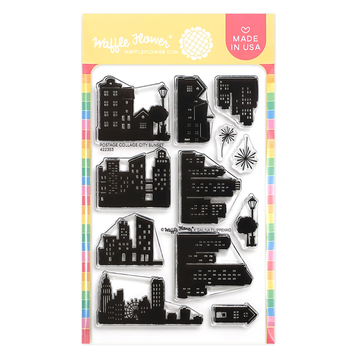 WF Postage Collage Stamp City Sunset