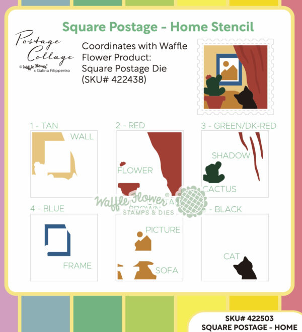WF Square Postage Stencil Home
