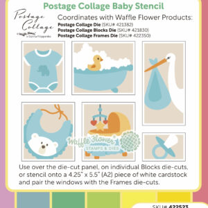 WF Postage Collage Stencil Baby