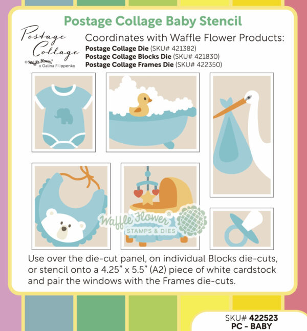 WF Postage Collage Stencil Baby