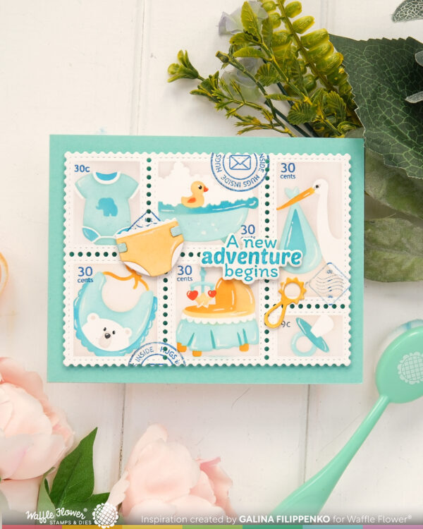 WF Postage Collage Stencil Baby