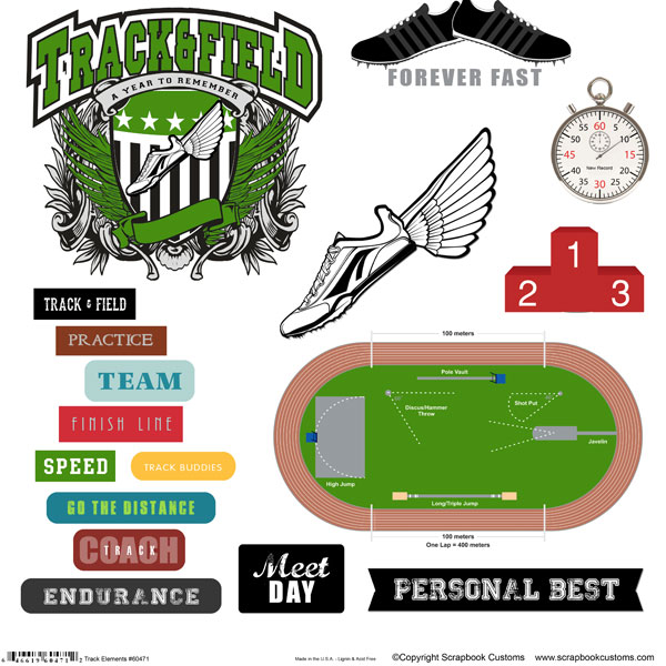 SCRAPBOOK CUSTOMS 12X12 TRACK & FIELD CUT OUTS