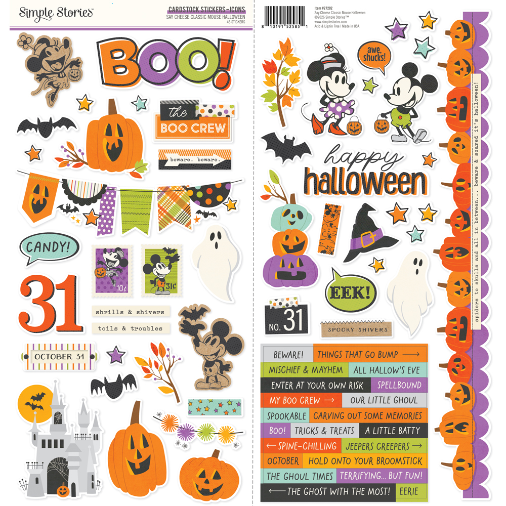 Simple Stories Say Cheese Clasimple Storiesic Mouse Halloween Cardstock Stickers Icons