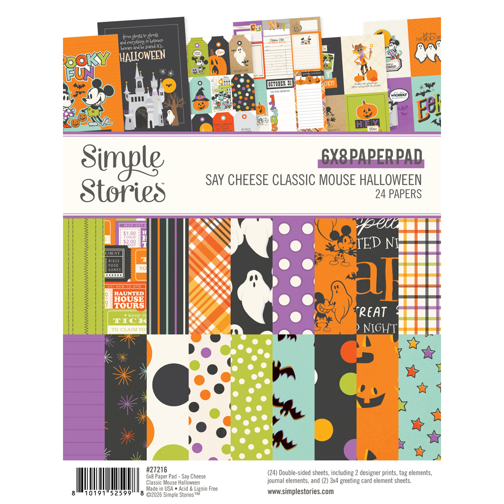Simple Stories Say Cheese Clasimple Storiesic Mouse Halloween 6X8 Pad