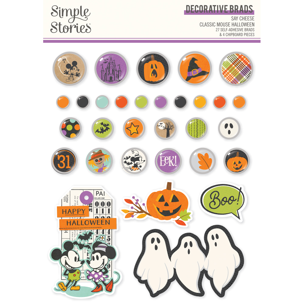 Simple Stories Say Cheese Clasimple Storiesic Mouse Halloween Decorative Brads