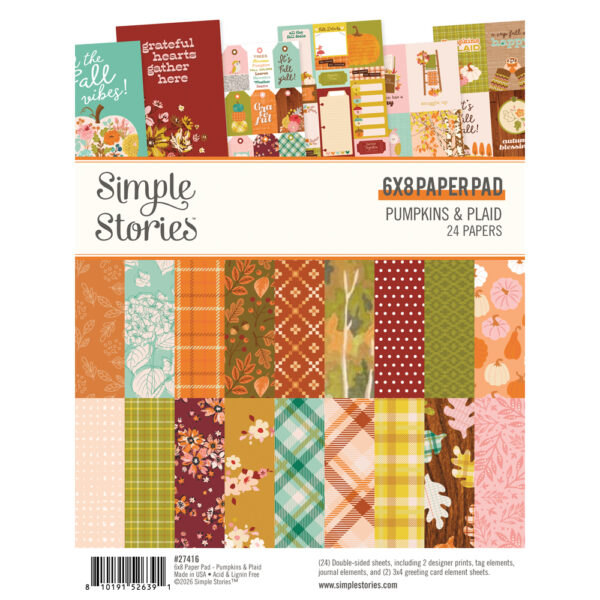 Simple Stories Pumpkins & Plaid 6X8 Pad Simple Stories Pumpkins & Plaid 6X8 Pad