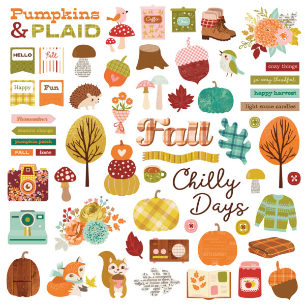 Simple Stories Pumpkins & Plaid Chipboard Pieces