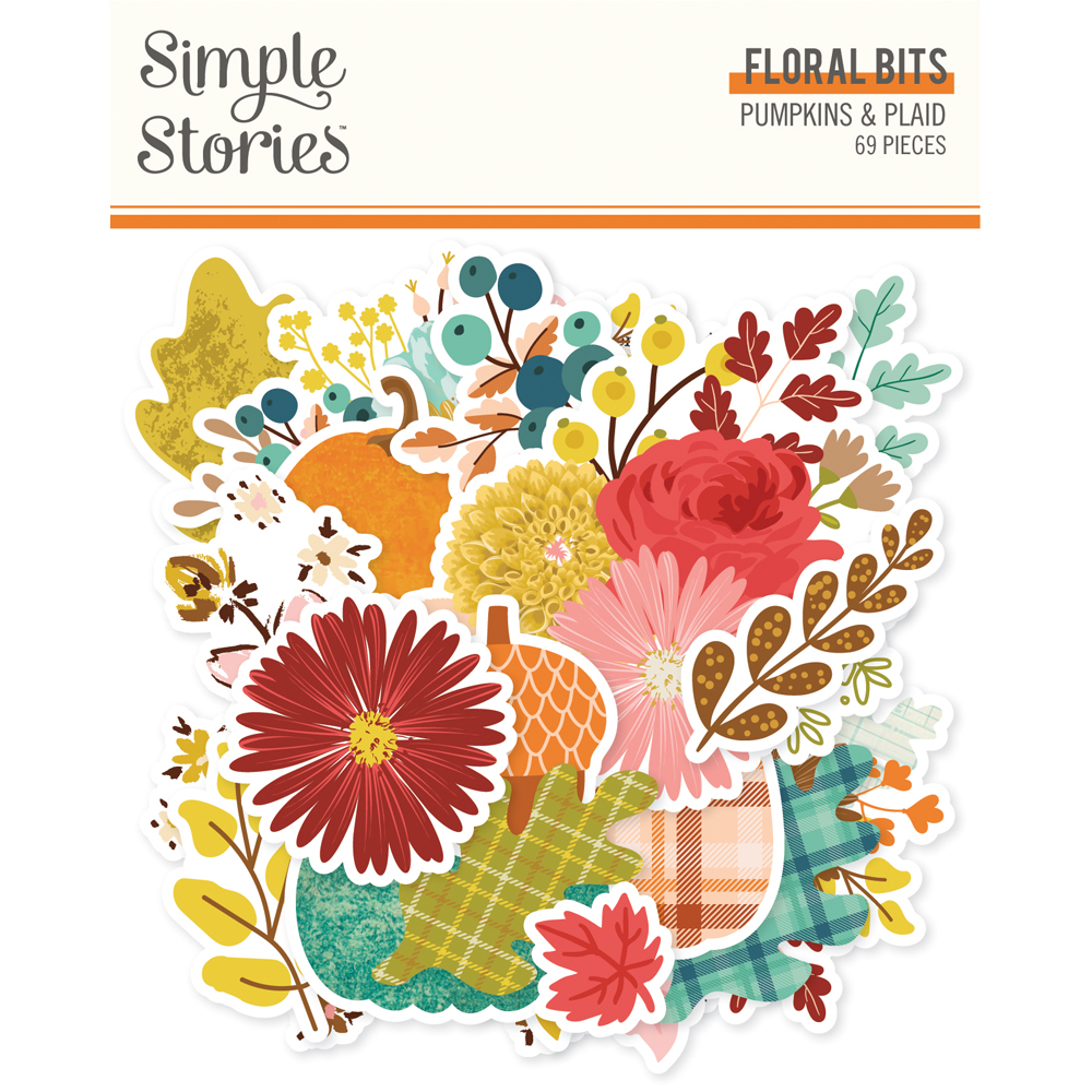 Simple Stories Pumpkins & Plaid Floral Bits & Pieces