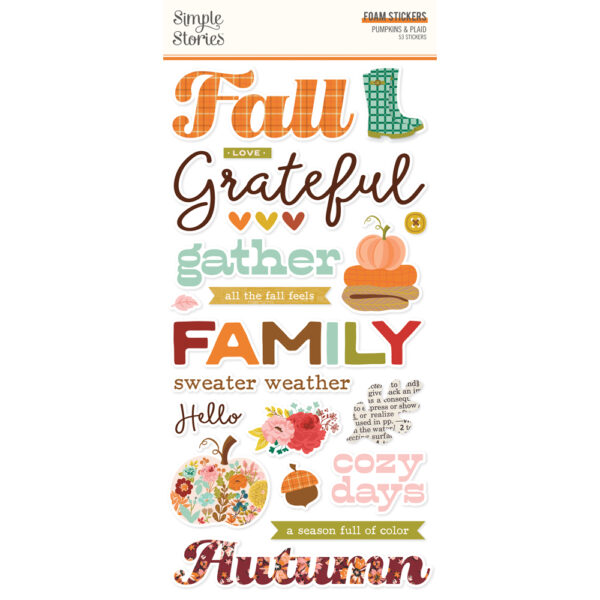 Simple Stories Pumpkins & Plaid Foam Stickers