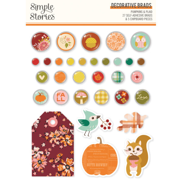 Simple Stories Pumpkins & Plaid Decorative Brads Simple Stories Pumpkins & Plaid Decorative Brads