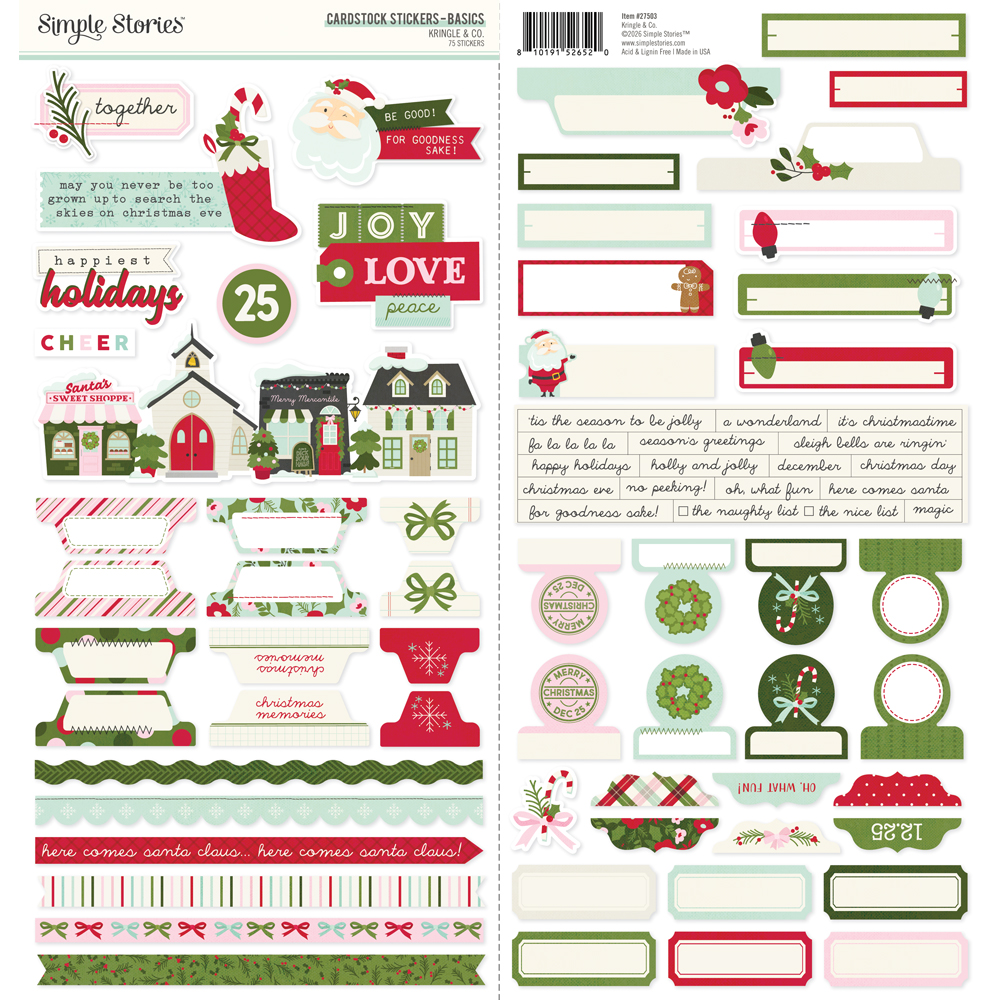 Simple Stories Kringle & Co. Cardstock Stickers Basics