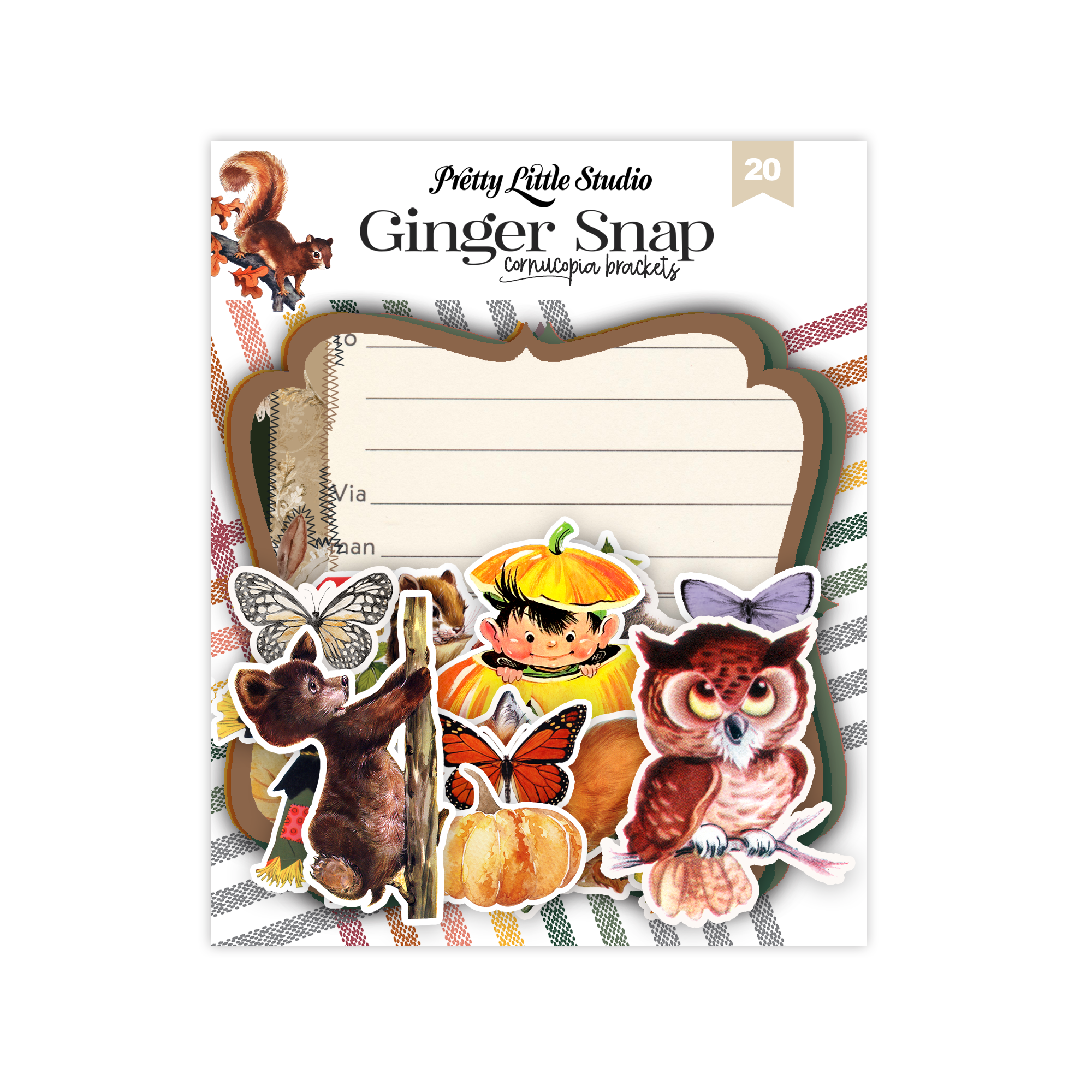 Pretty Little Studio Ginger Snap Die-cuts Cornucopia Bracket Tags