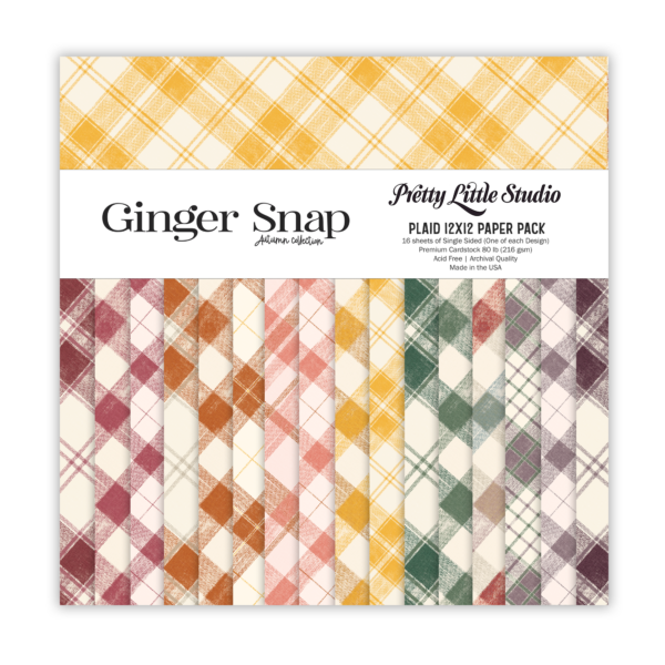 Pretty Little Studio Ginger Snap 12X12 Plaid Paper Pack