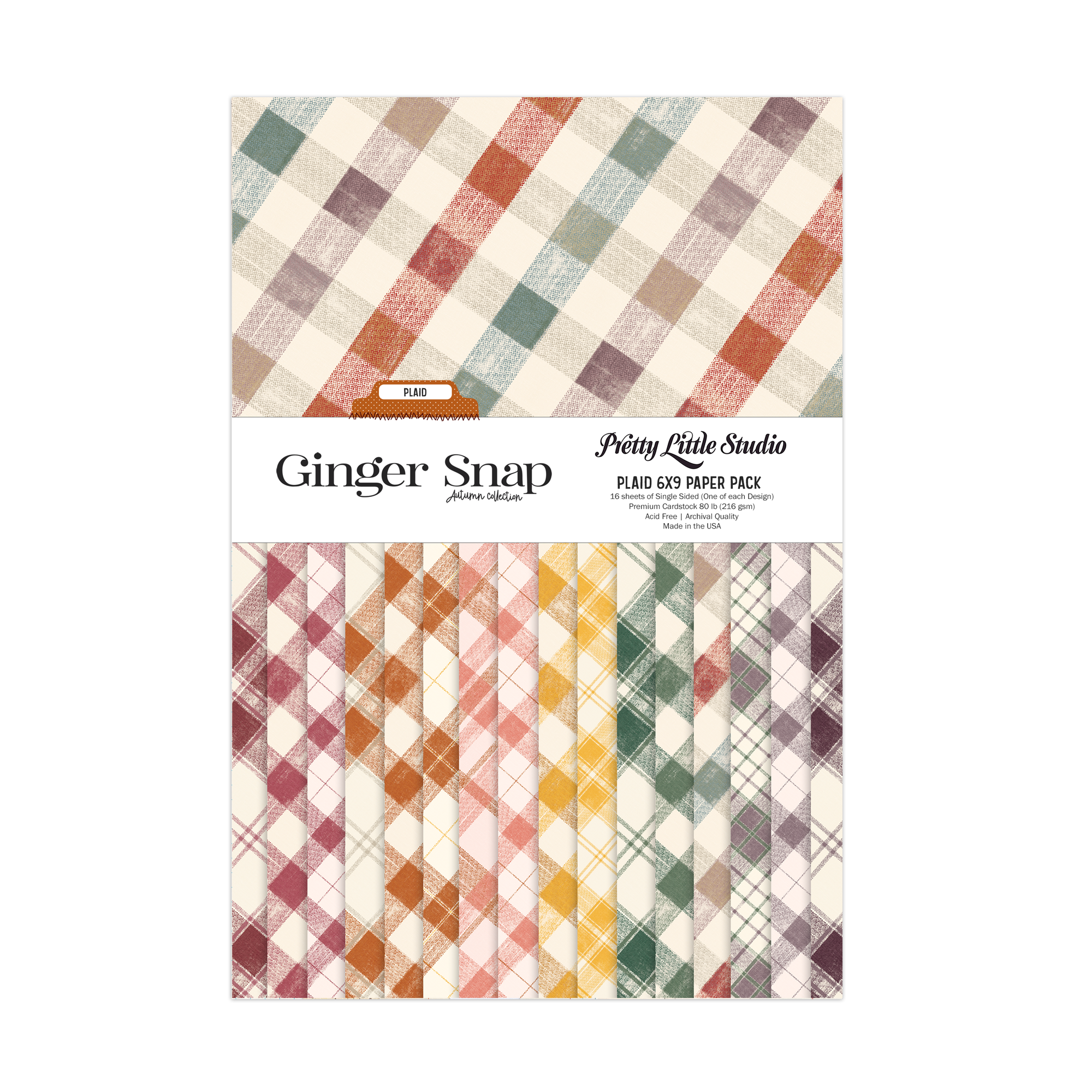 Pretty Little Studio Ginger Snap 6X9 Plaid Paper Pack
