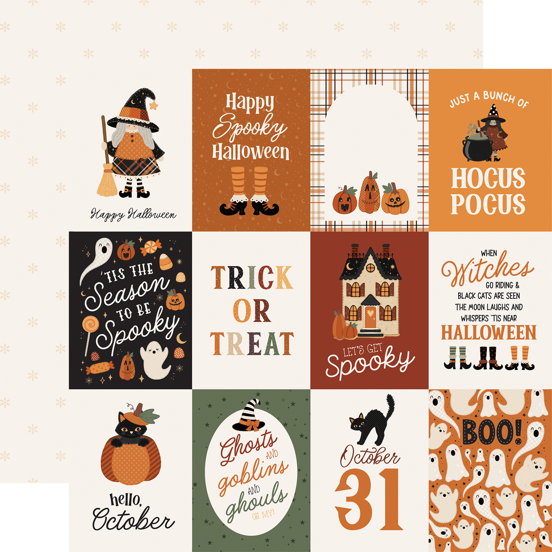 Carta Bella Handmade Halloween 12X12 3X4 Journaling Cards