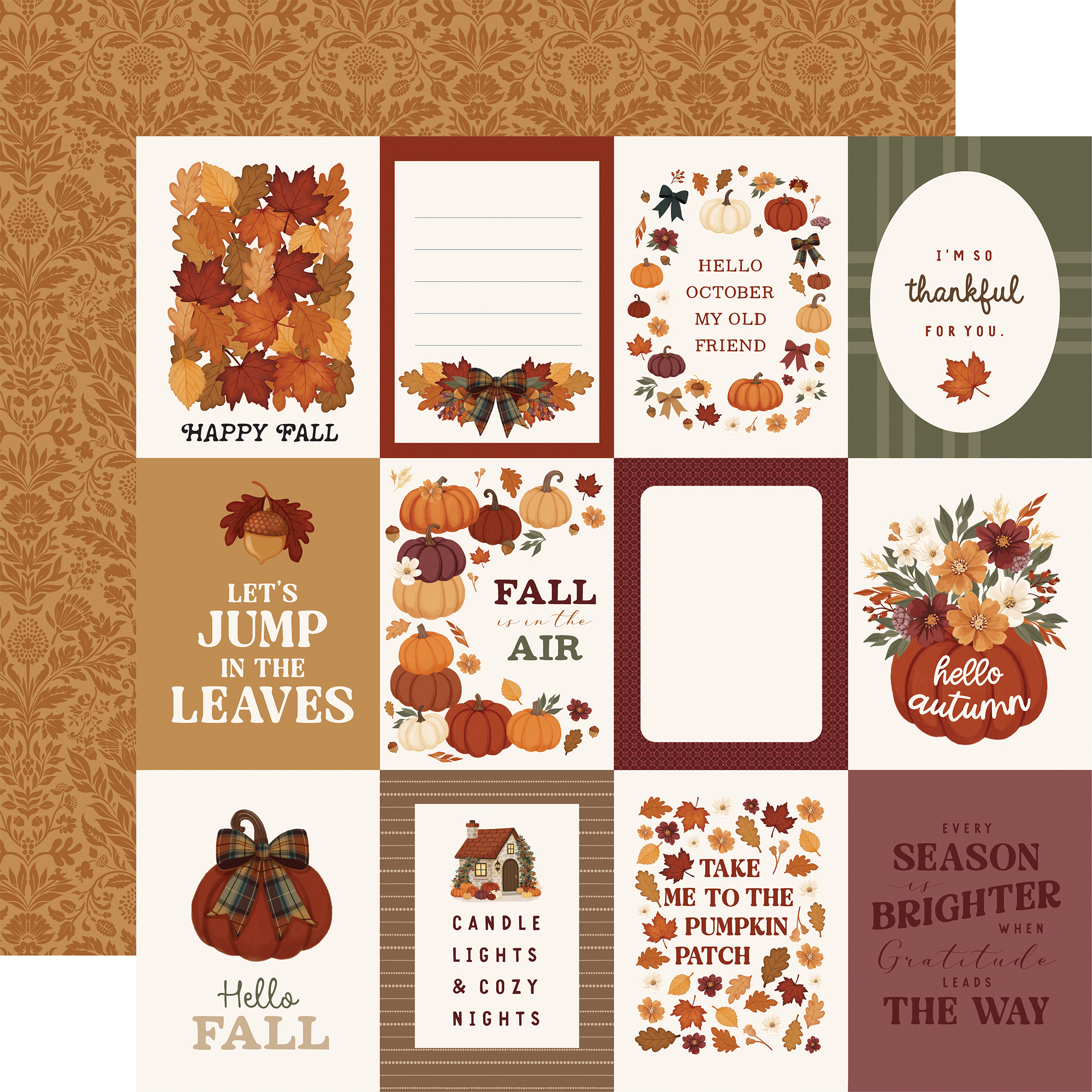Carta Bella Here Comes Autumn 12X12 3X4 Journaling Cards