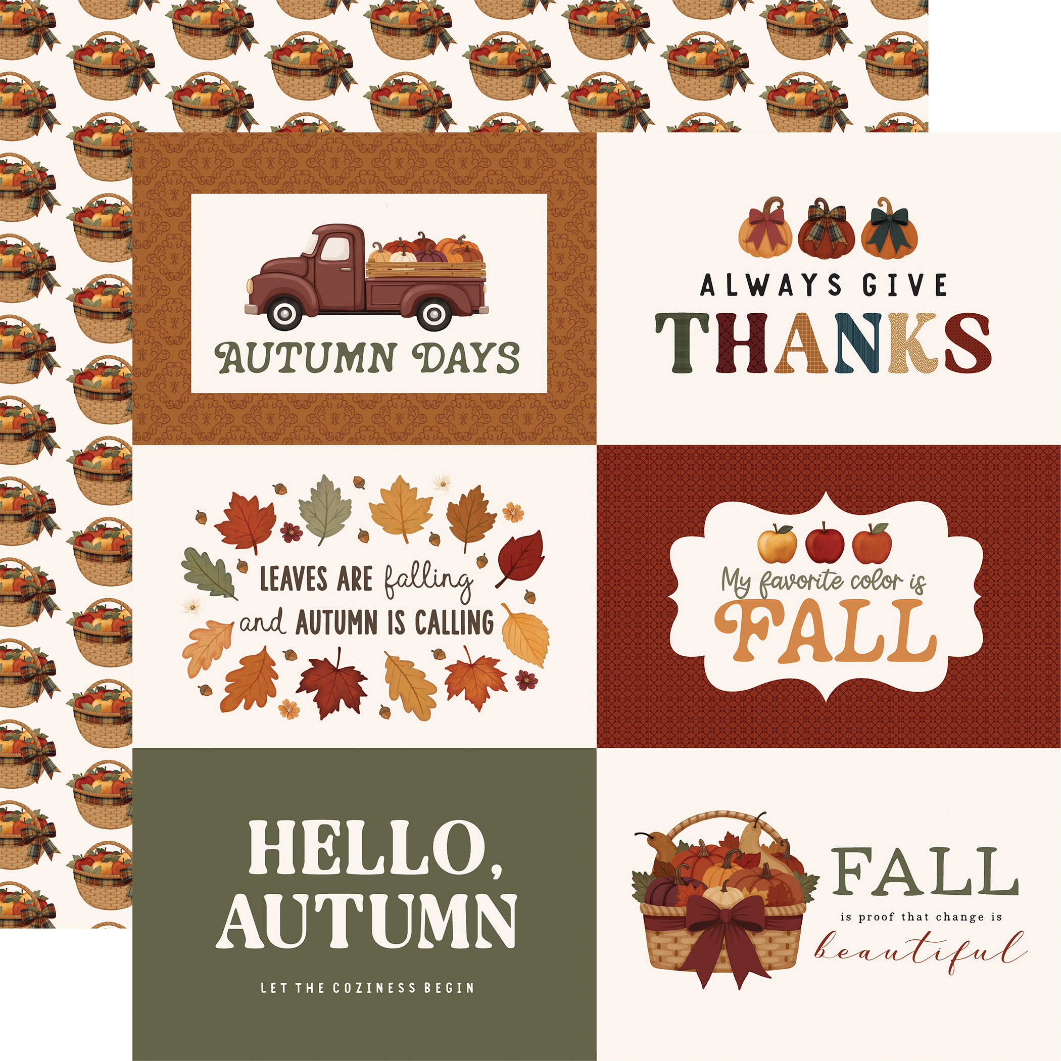 Carta Bella Here Comes Autumn 12X12 6X4 Journaling Cards