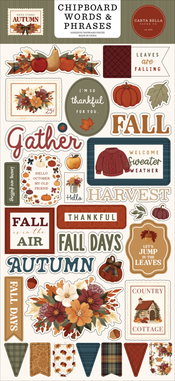 Carta Bella Here Comes Autumn 6X13 Chipboard Words & Phrases Carta Bella Here Comes Autumn 6X13 Chipboard Words & Phrases
