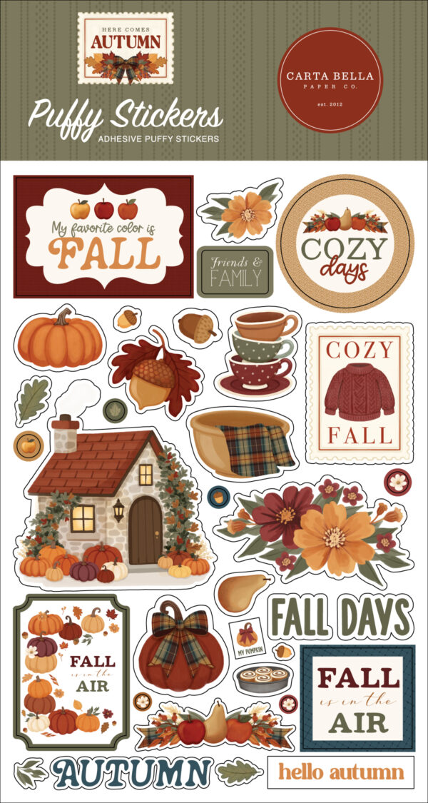 Carta Bella Here Comes Autumn Puffy Stickers Carta Bella Here Comes Autumn Puffy Stickers