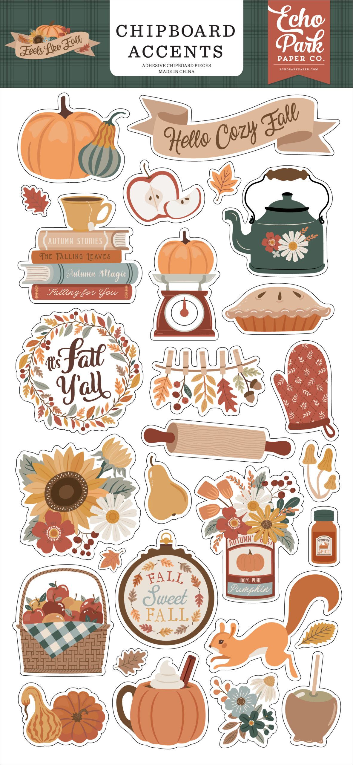Echo Park Feels Like Fall 6X13 Chipboard Accents