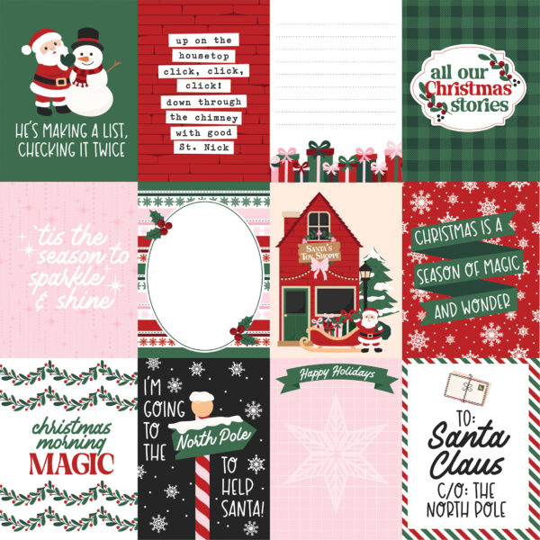 Echo Park North Pole Christmas 12X12 3X4 Journaling Cards