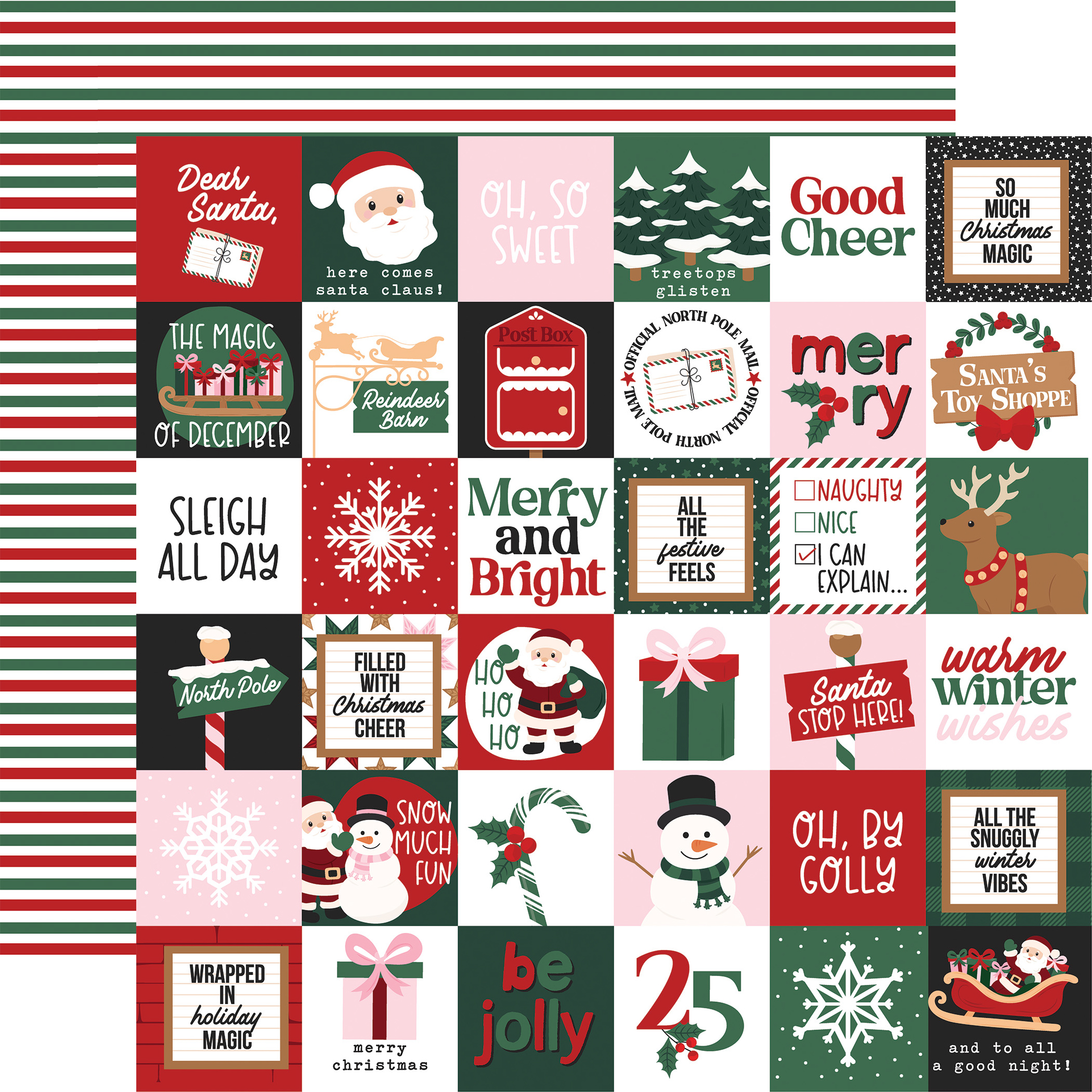 Echo Park North Pole Christmas 12X12 2X2 Journaling Cards