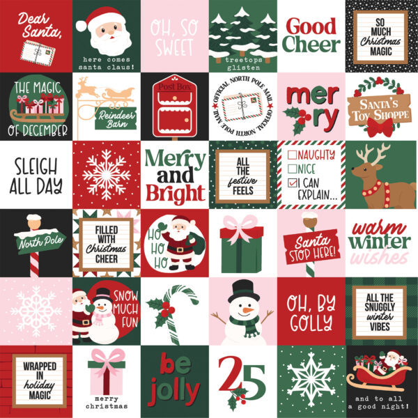 Echo Park North Pole Christmas 12X12 2X2 Journaling Cards