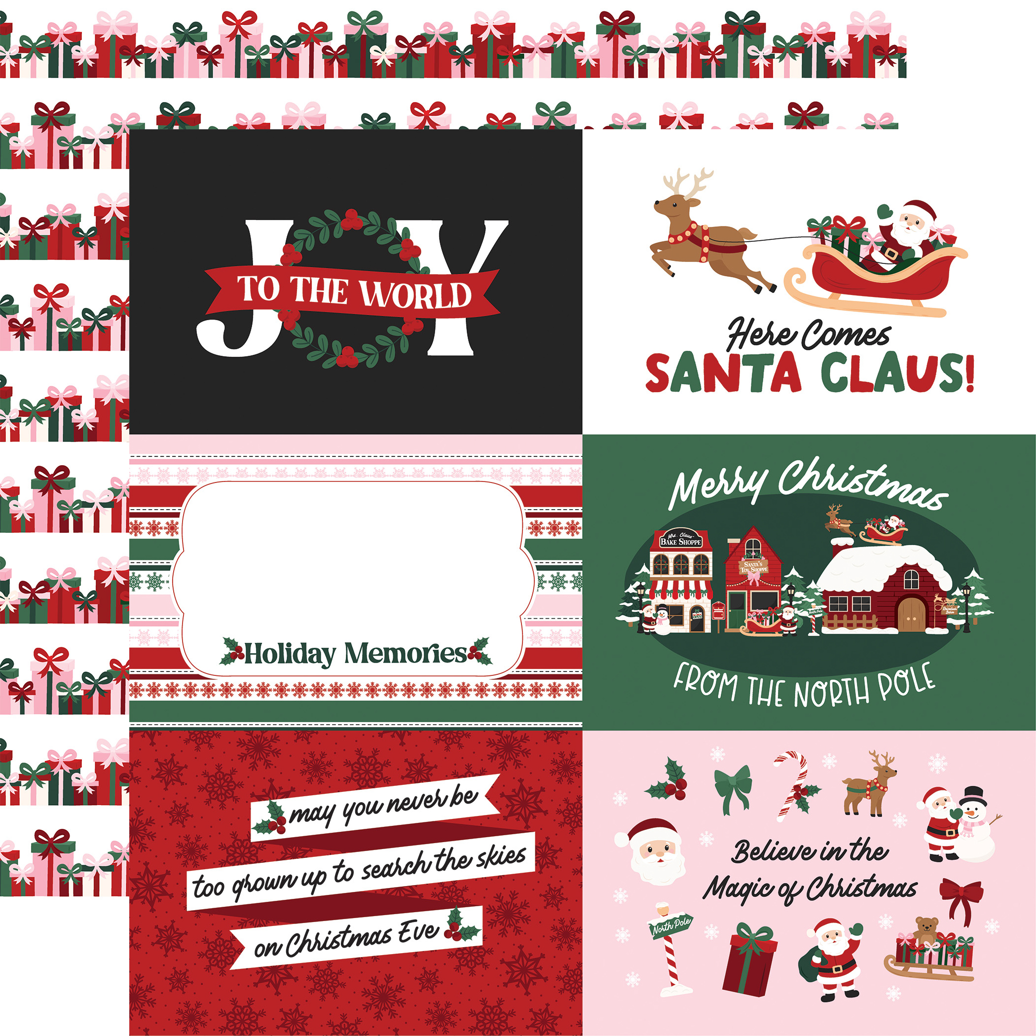 Echo Park North Pole Christmas 12X12 6X4 Journaling Cards
