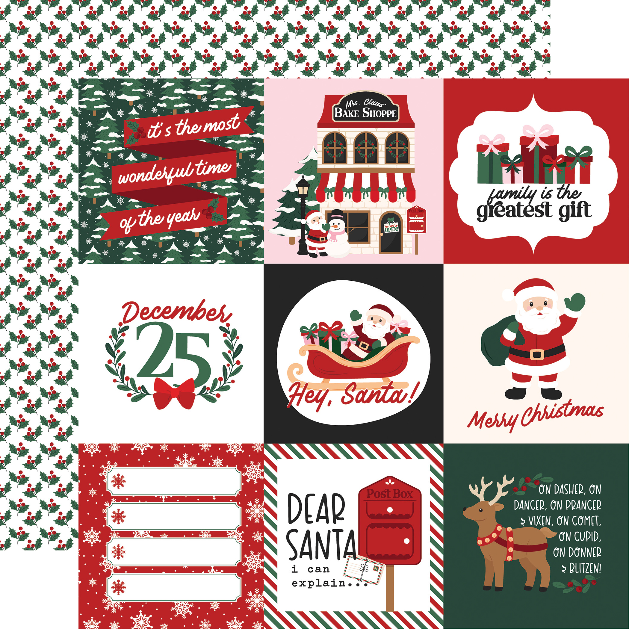 Echo Park North Pole Christmas 12X12 4X4 Journaling Cards