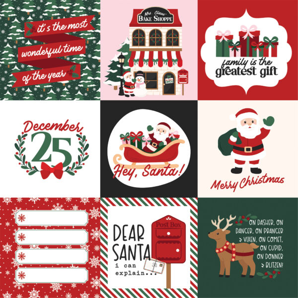 Echo Park North Pole Christmas 12X12 4X4 Journaling Cards