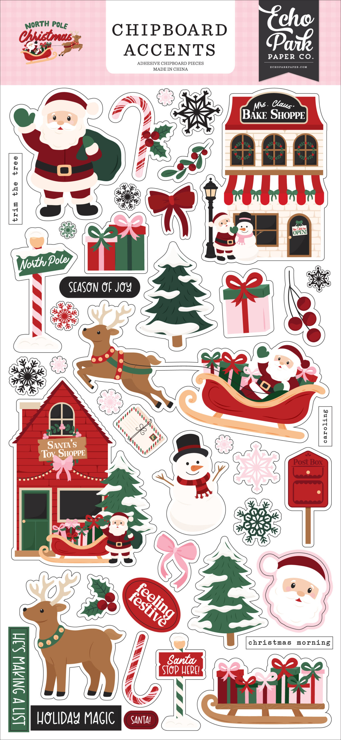 Echo Park North Pole Christmas 6X13 Chipboard Accents