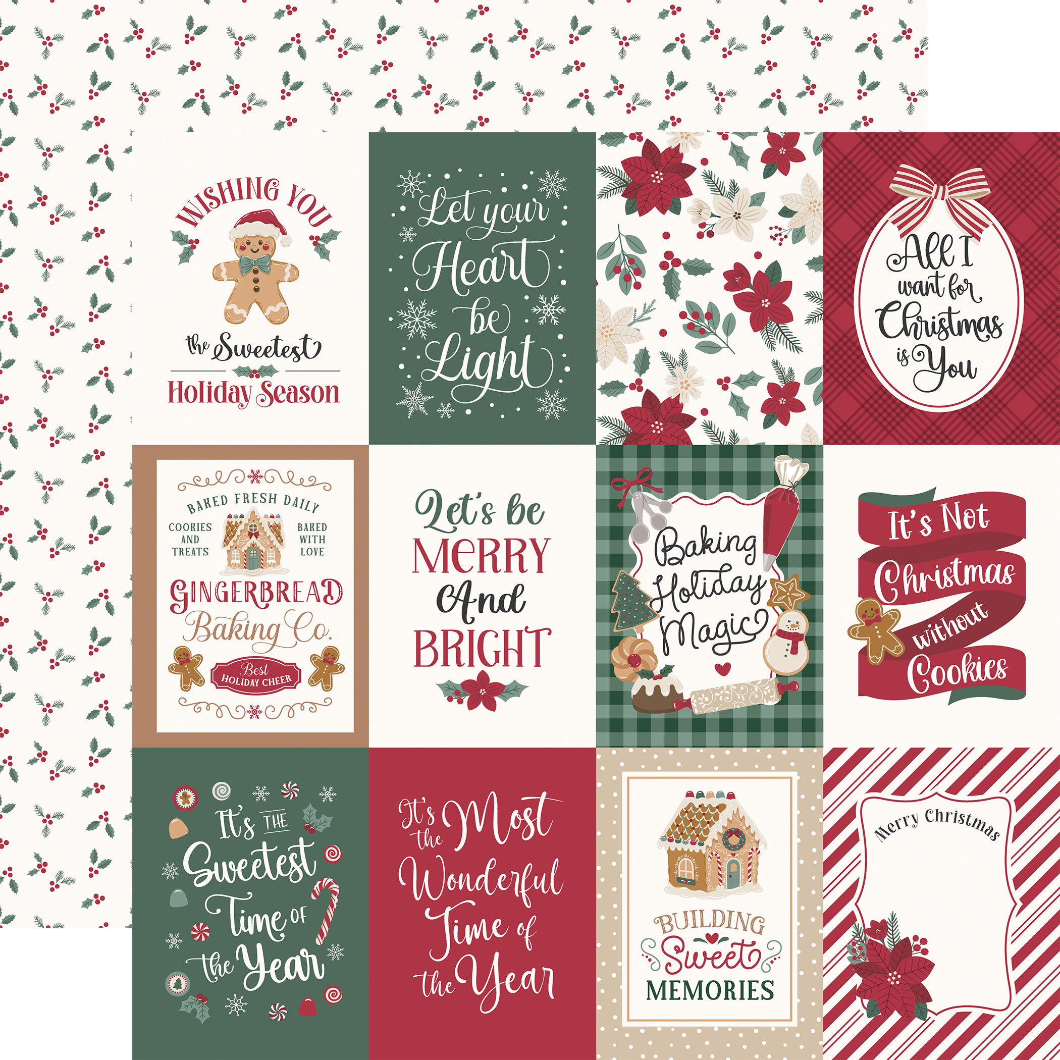 Echo Park Baking Christmas Cheer 12X12 3X4 Journaling Cards