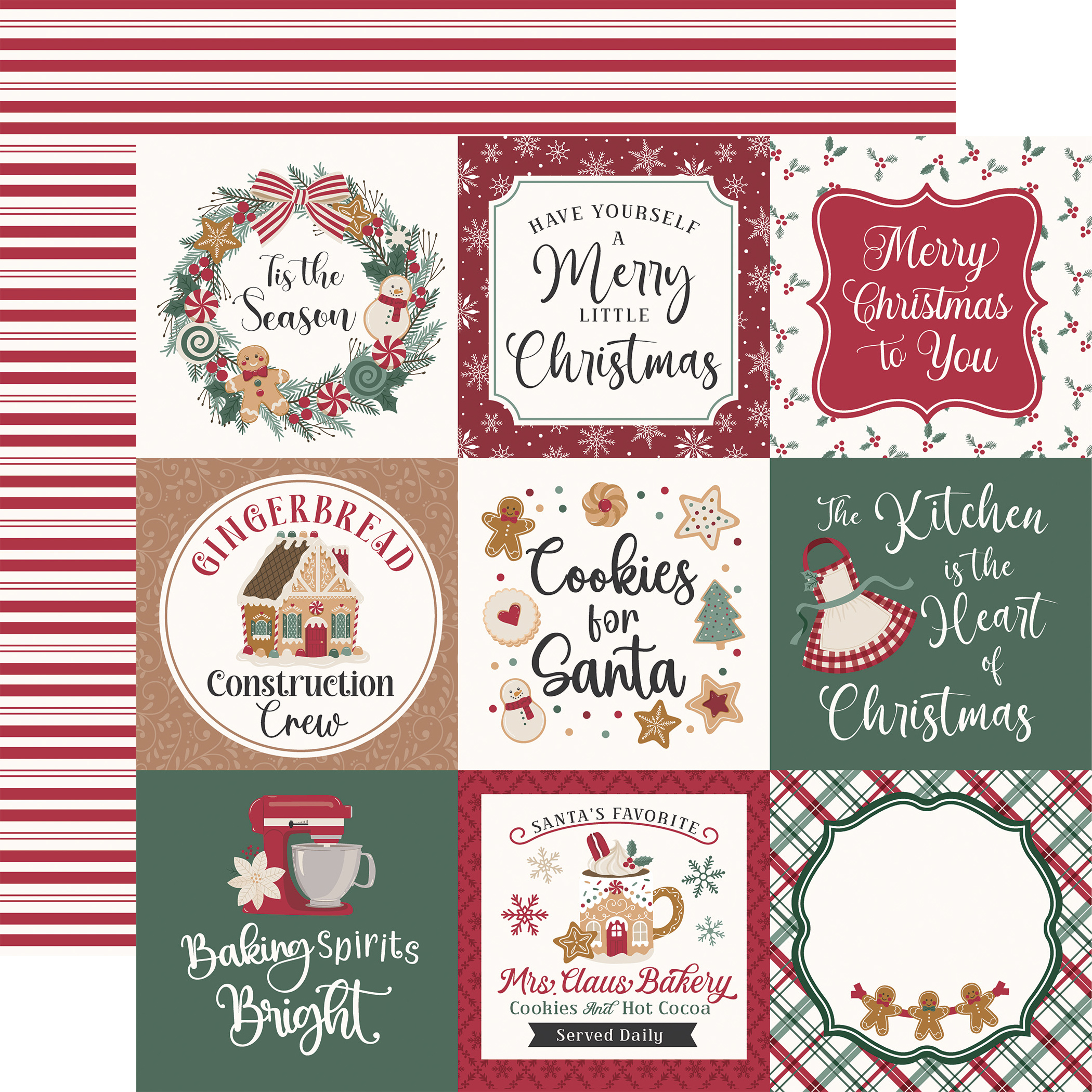Echo Park Baking Christmas Cheer 12X12 4X4 Journaling Cards