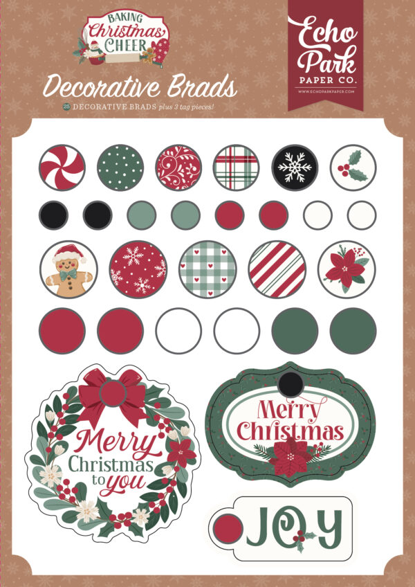 Echo Park Baking Christmas Cheer Decorative Brads Echo Park Baking Christmas Cheer Decorative Brads