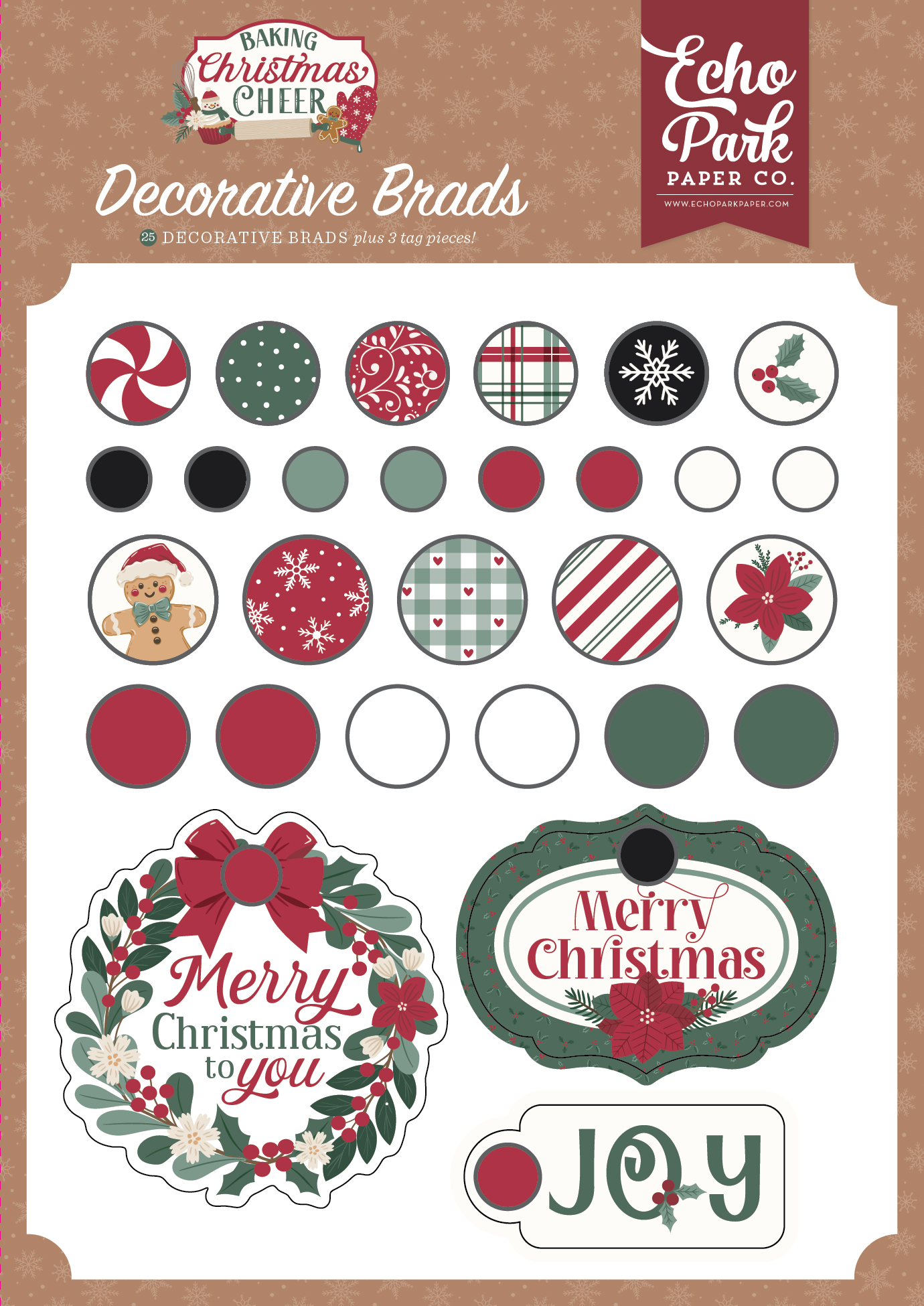 Echo Park Baking Christmas Cheer Decorative Brads
