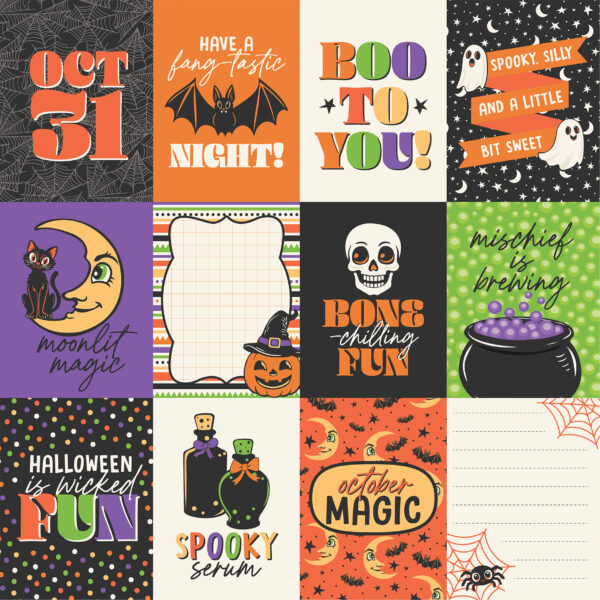 Echo Park Halloween Parade 12X12 3X4 Journaling Cards