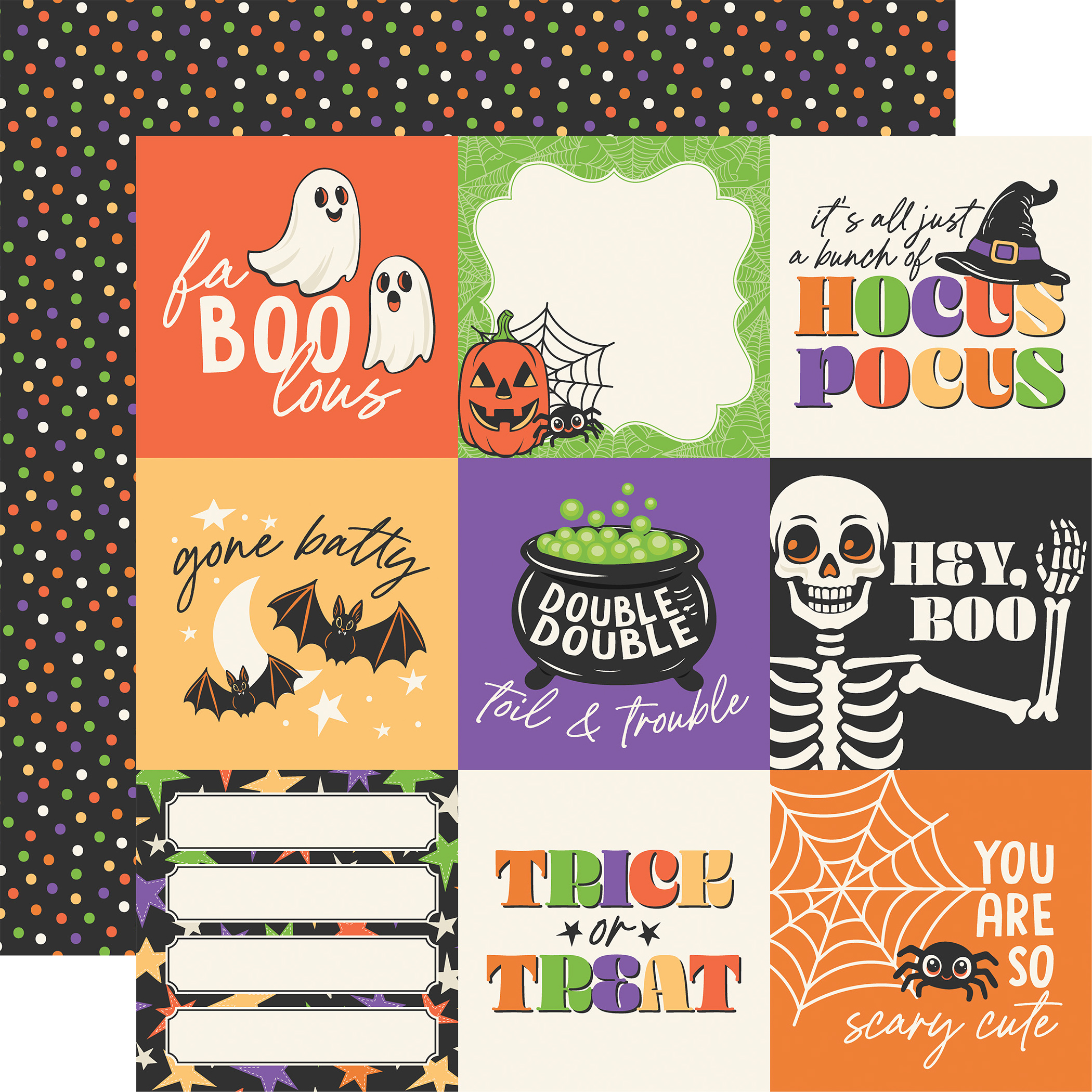 Echo Park Halloween Parade 12X12 4X4 Journaling Cards