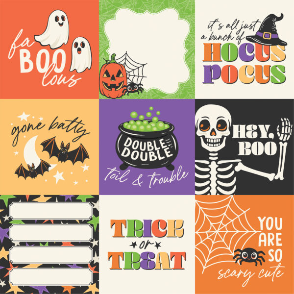 Echo Park Halloween Parade 12X12 4X4 Journaling Cards